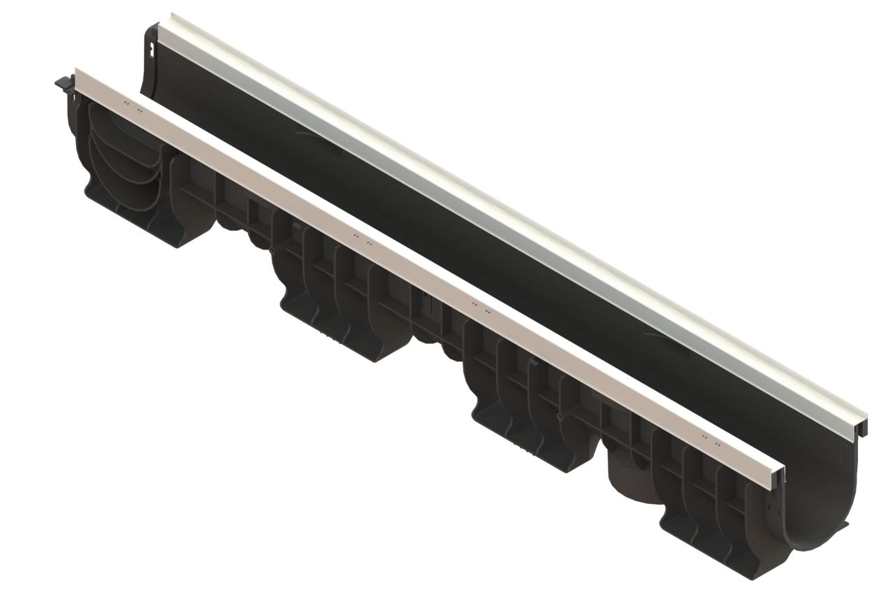 Лоток водоотводный  PolyMax Basic ЛВ-10.16.15-ПП пластиковый усиленный 8007-М купить в Санкт-Петербурге