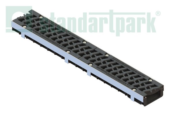 Лоток водоотводный PolyMax Drive ЛВ-10.16.06-ПП пластиковый с решеткой чугунной "шина" ВЧ кл. Е купить в Санкт-Петербурге