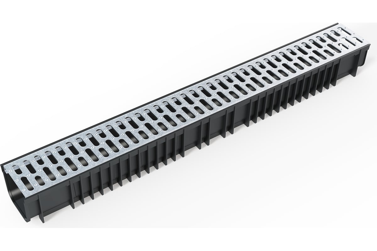 Лоток пластиковый SteePlain DN100 H100 с решеткой стальной тип 1 купить в Санкт-Петербурге