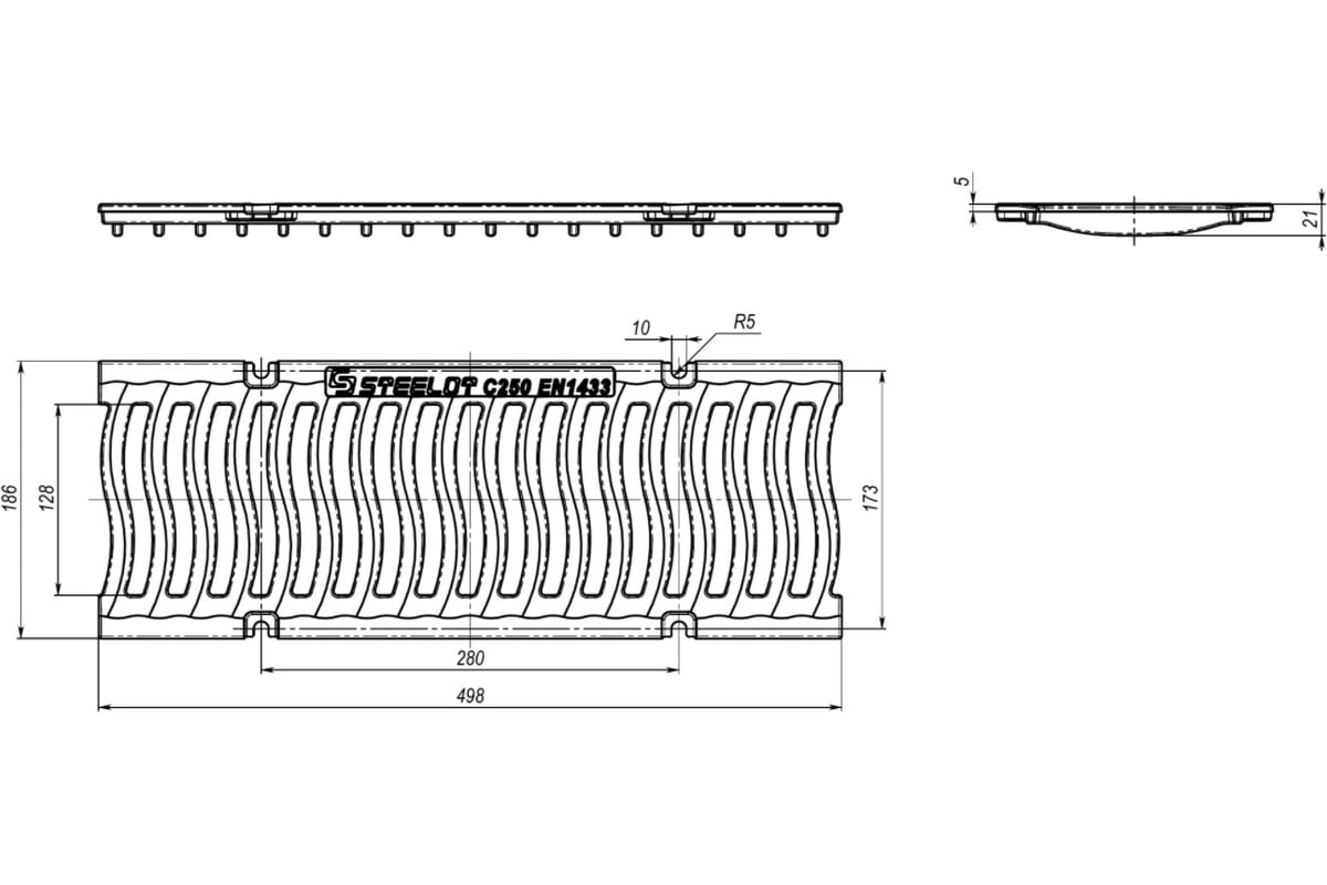 Решетка чугунная волна SteeStart DN150 C250 купить в Санкт-Петербурге