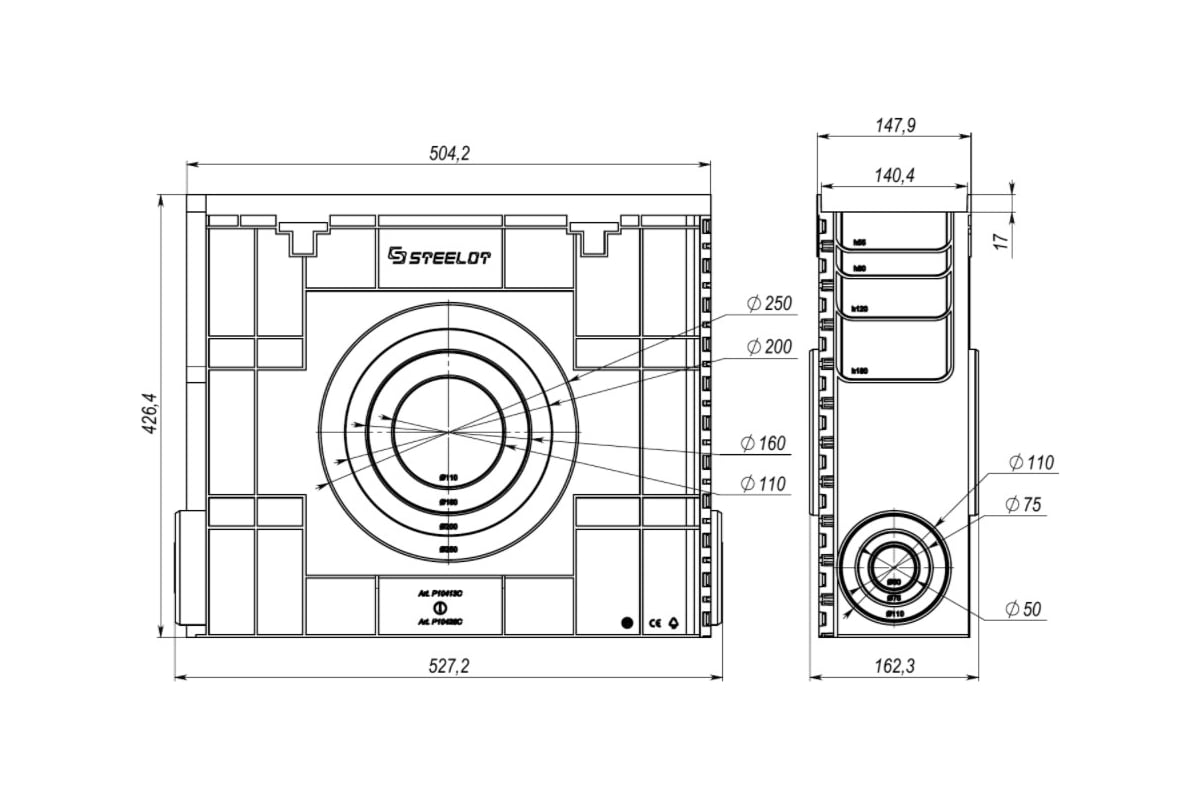 Пескоуловитель пластиковый SteeStart DN100 H426 высокий борт купить в Санкт-Петербурге