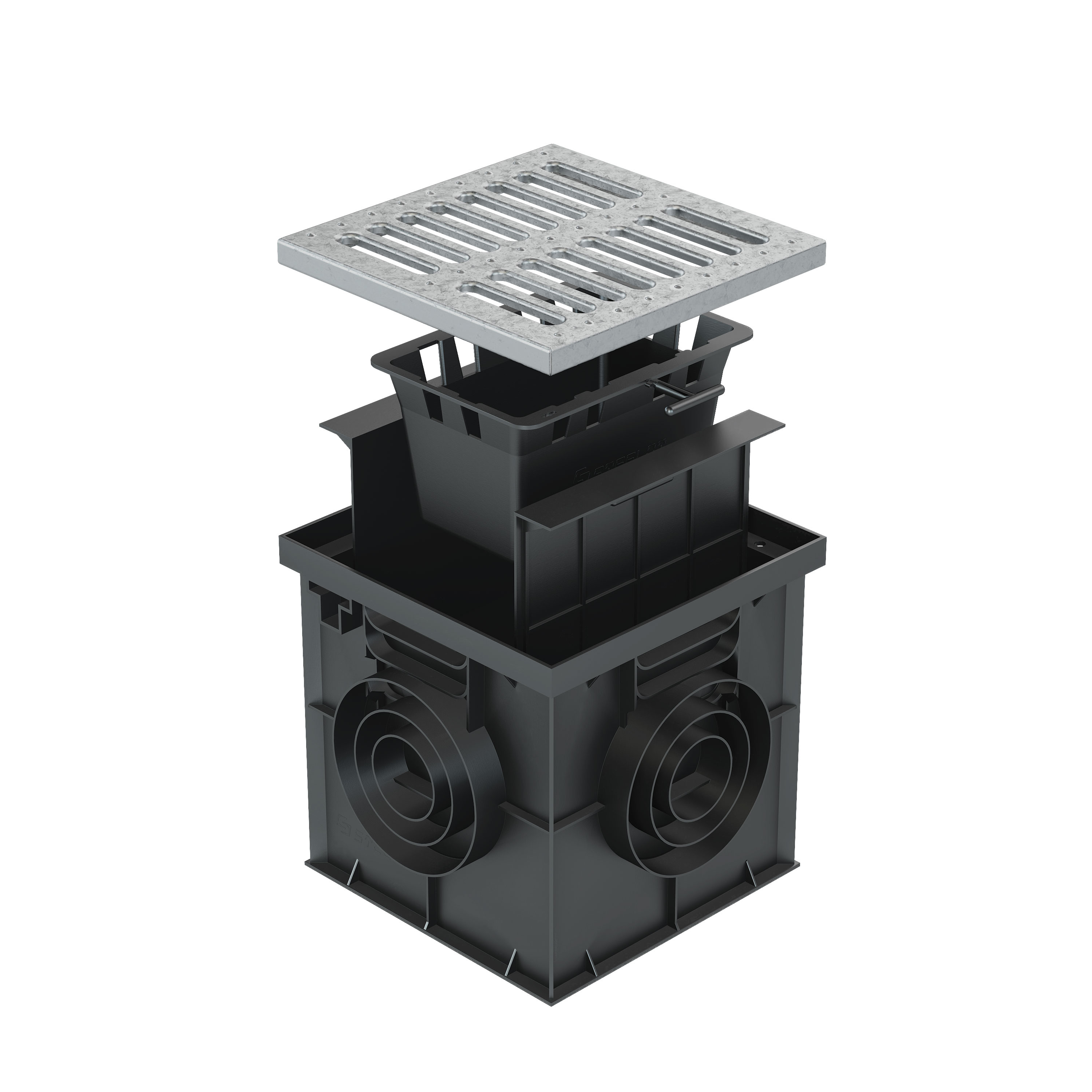 Комплект Дождеприемника пласт. с решеткой стальной штамп SteeStart 300х300 с корзиной и перегородкой купить в Санкт-Петербурге