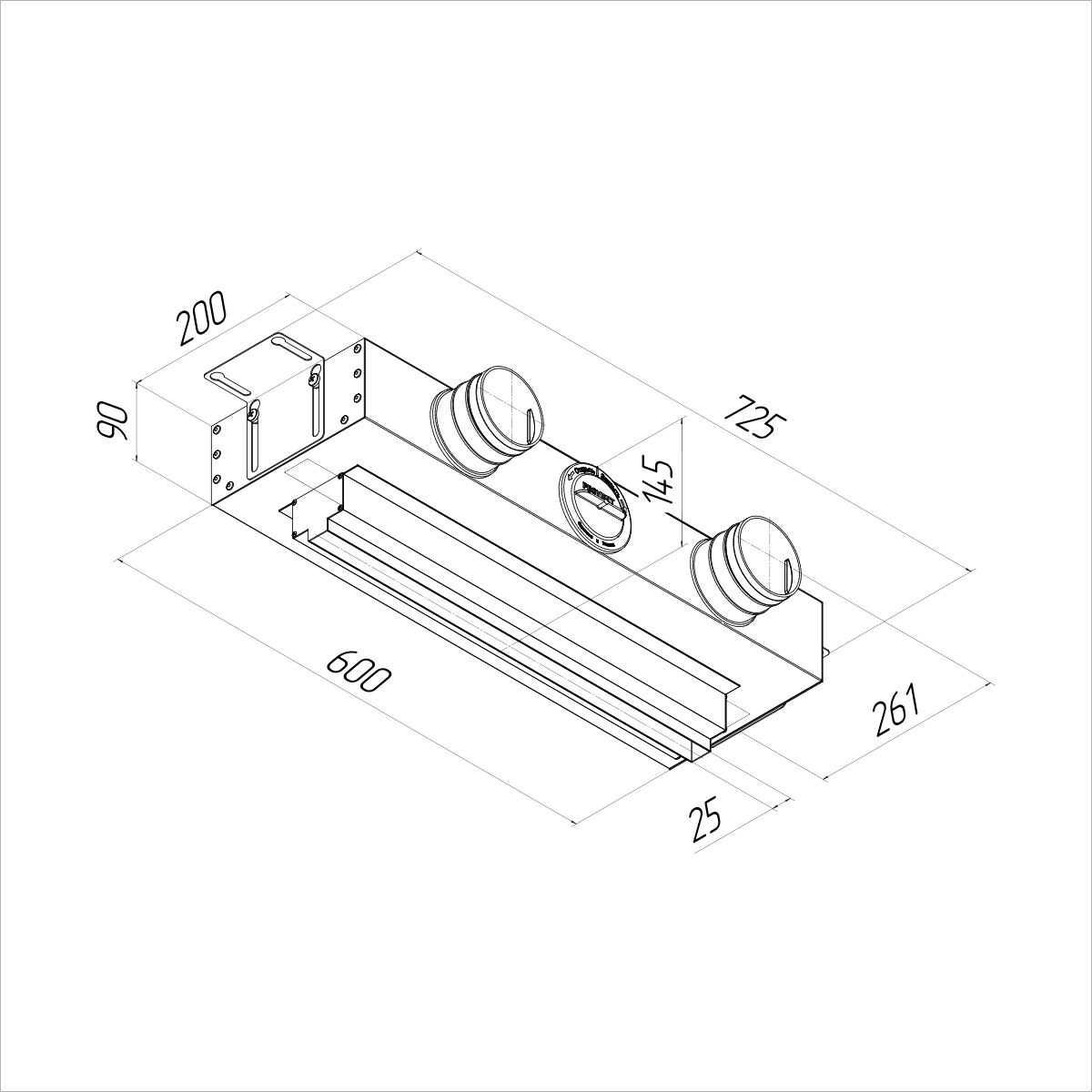 Щелевой диффузор в гипрок с КСД на 3 выхода VPNDG 500/75х3 Provent купить в Санкт-Петербурге