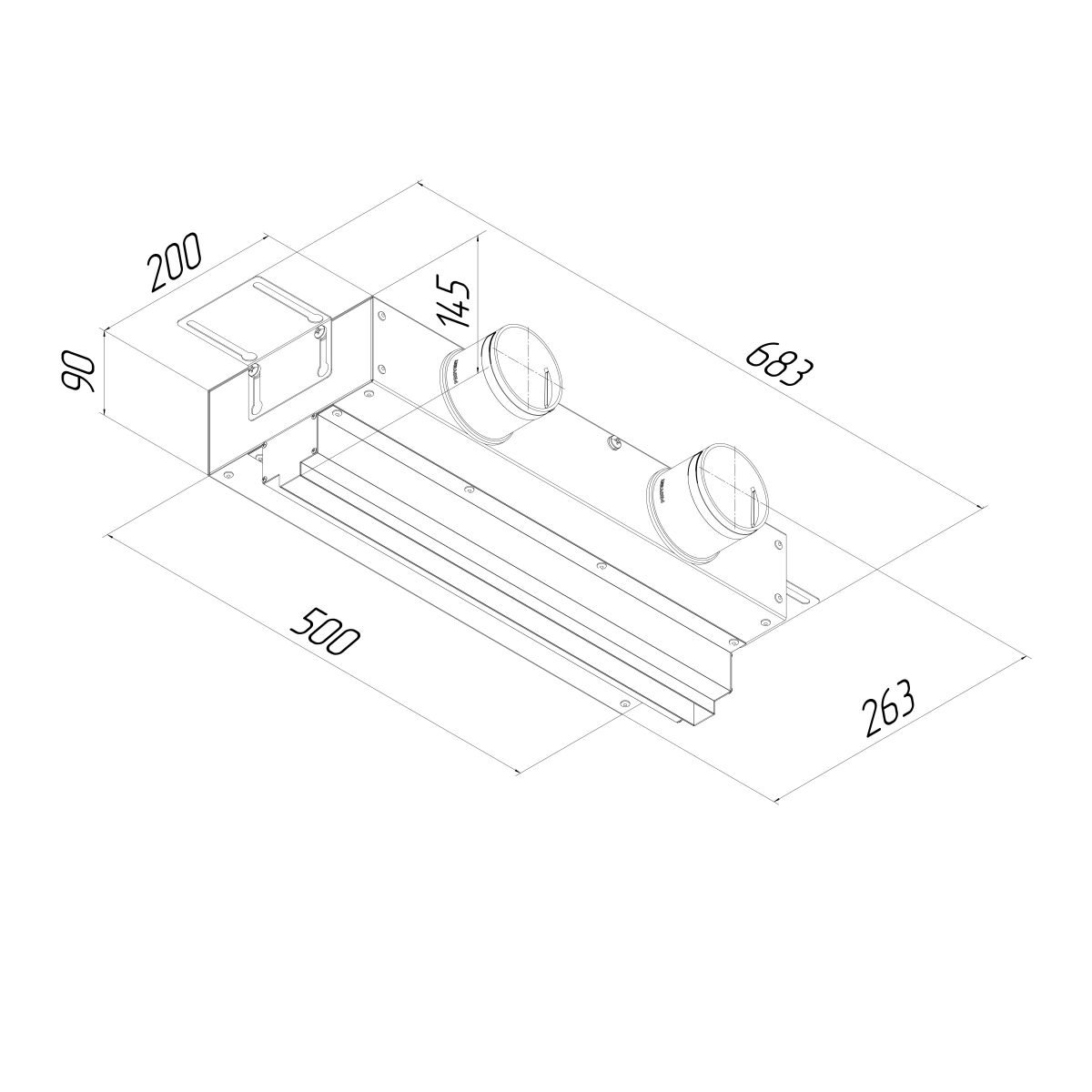 Щелевой диффузор в гипрок с КСД на 2 выхода VPNDG 500/75х2 Provent купить в Санкт-Петербурге