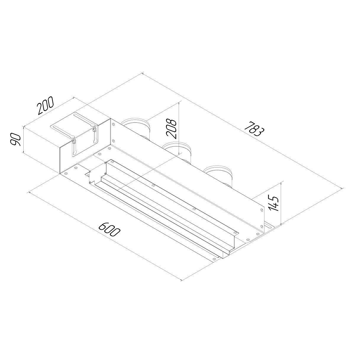 Щелевой диффузор в гипрок с КСД на 3 прямых выхода VPNDG/F 500/75x3 Provent купить в Санкт-Петербурге