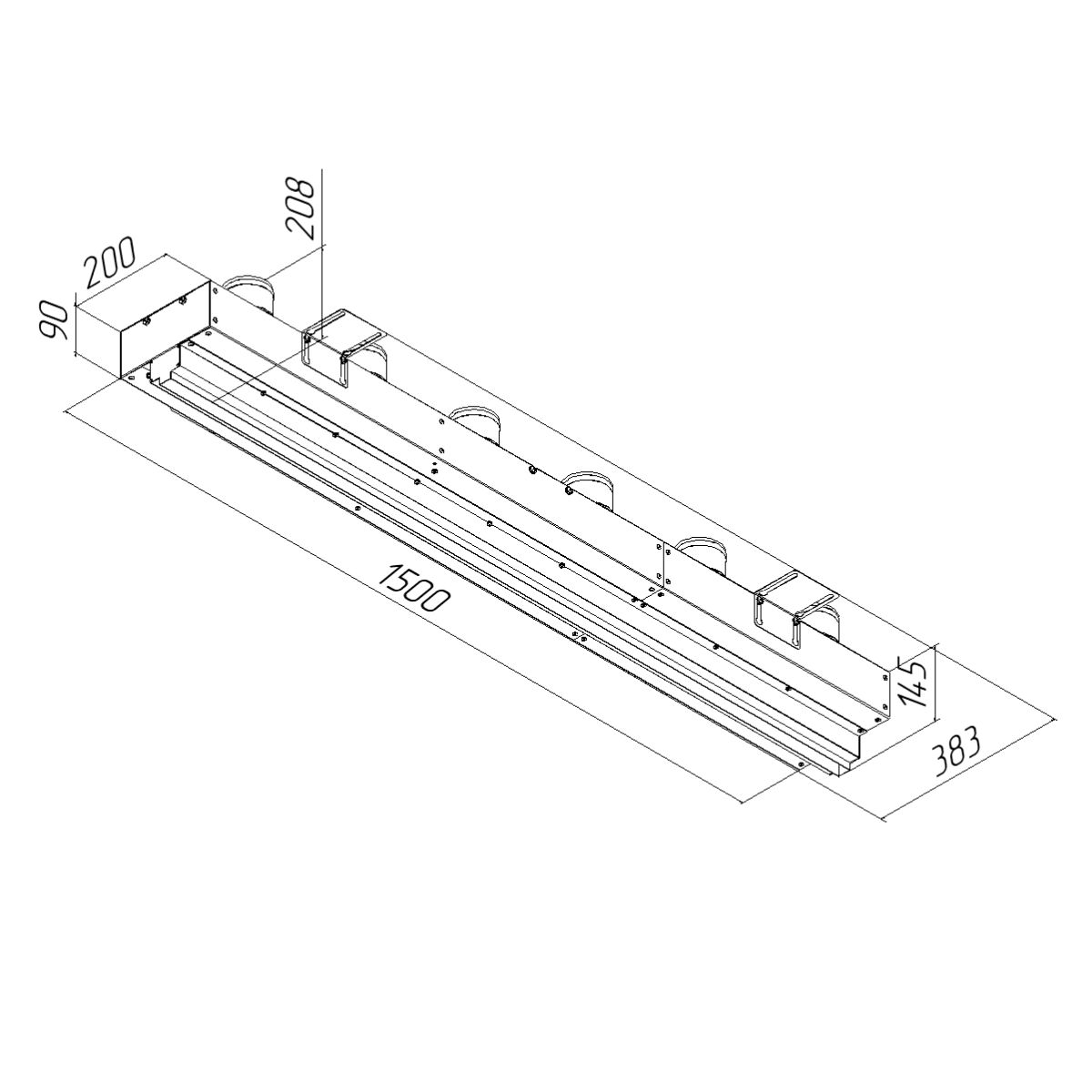 Щелевой диффузор в гипрок с КСД на 6 прямых выходов VPNDG/F 1500/75х6 Provent купить в Санкт-Петербурге
