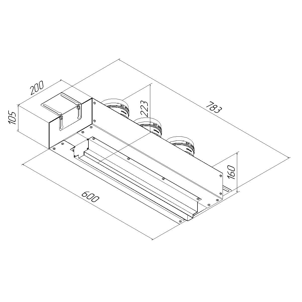 Щелевой диффузор в гипрок с КСД на 3 прямых выхода VPNDG/F 500х25/90х3 Provent Provent купить в Санкт-Петербурге