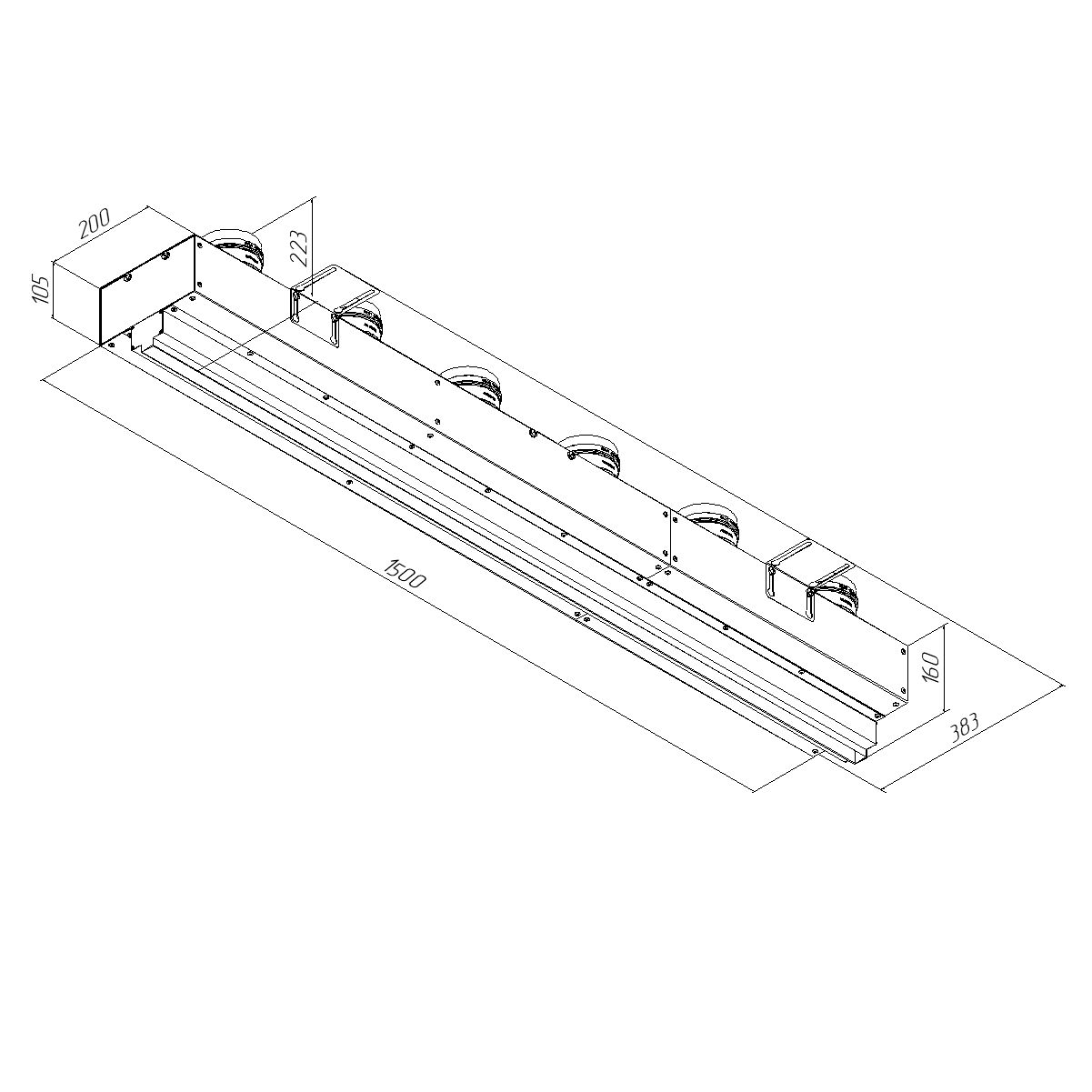 Щелевой диффузор в гипрок с КСД на 6 прямых выходов VPNDG/F 1500х25/90х6 Provent Provent купить в Санкт-Петербурге