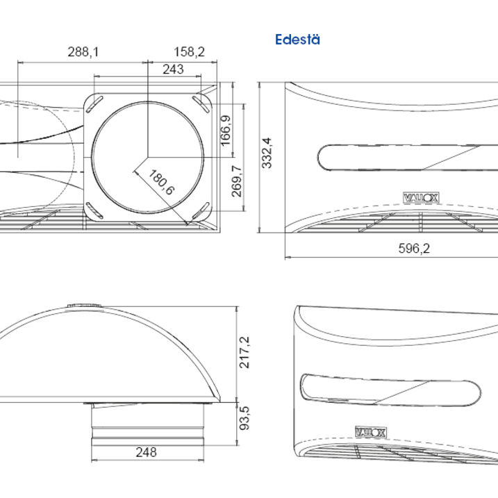 Стеновой вентиль Out|In пластик R|L белый, 250мм купить в Санкт-Петербурге