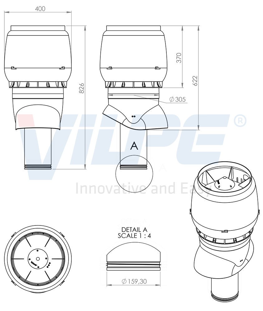 Теплоизолированный вентиляционный выход  XL-160/300/500 Vilpe купить в Санкт-Петербурге