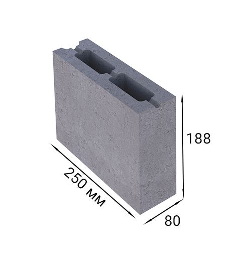 СКЦ-2Р-21 Камень бетонный стеновой перегородочный Стандарт (гладкий) серый 120шт/пд купить в Санкт-Петербурге