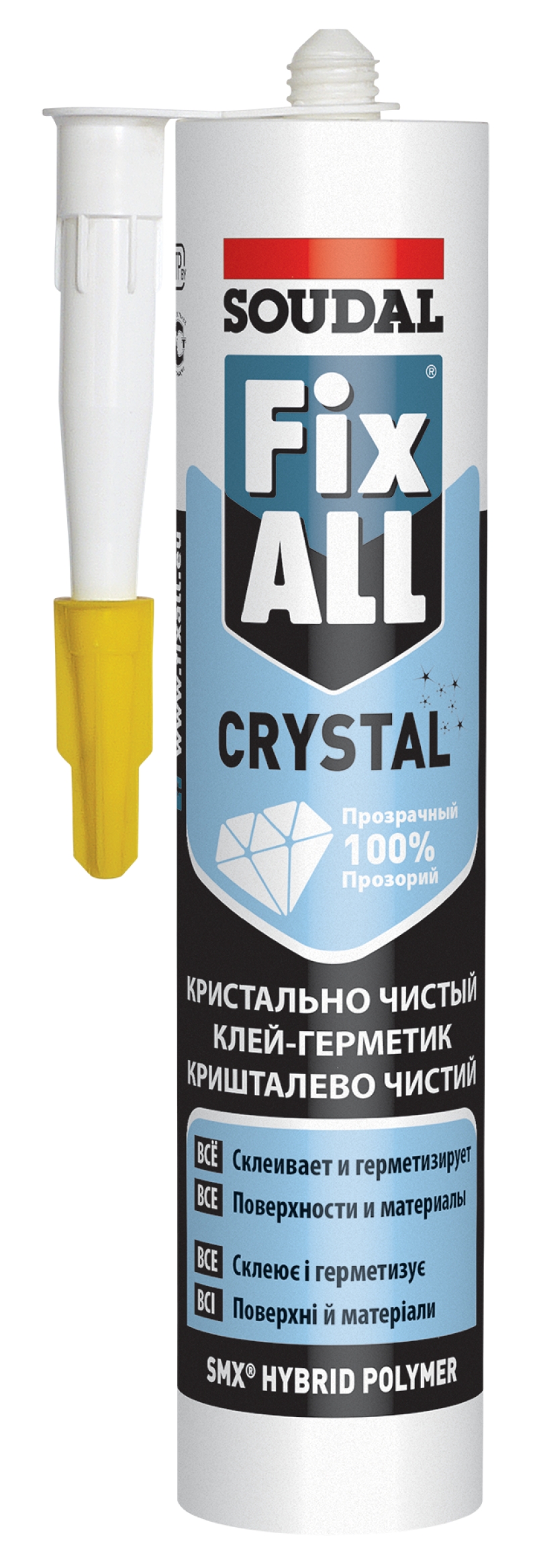 Клей-герметик Soudal Fix All Crystal прозрачный 290мл купить в Санкт-Петербурге