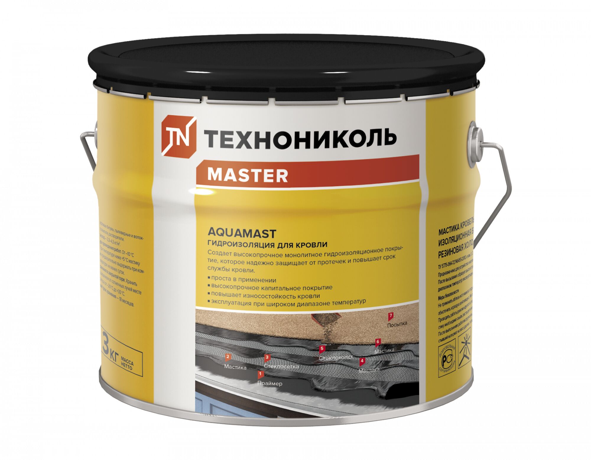 Мастика битумно-резиновая AquaMast 3кг купить в Санкт-Петербурге