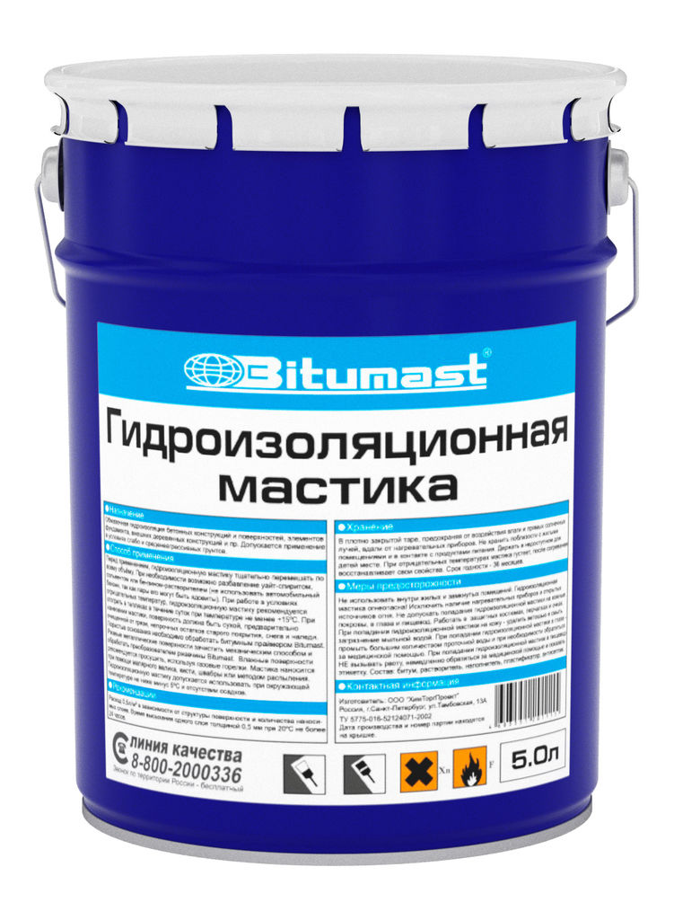 Мастика гидроизоляционная Bitumast, 5л купить в Санкт-Петербурге