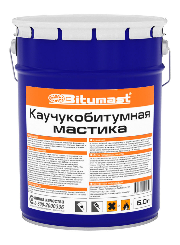 Мастика каучукобитумная Bitumast, 5л купить в Санкт-Петербурге