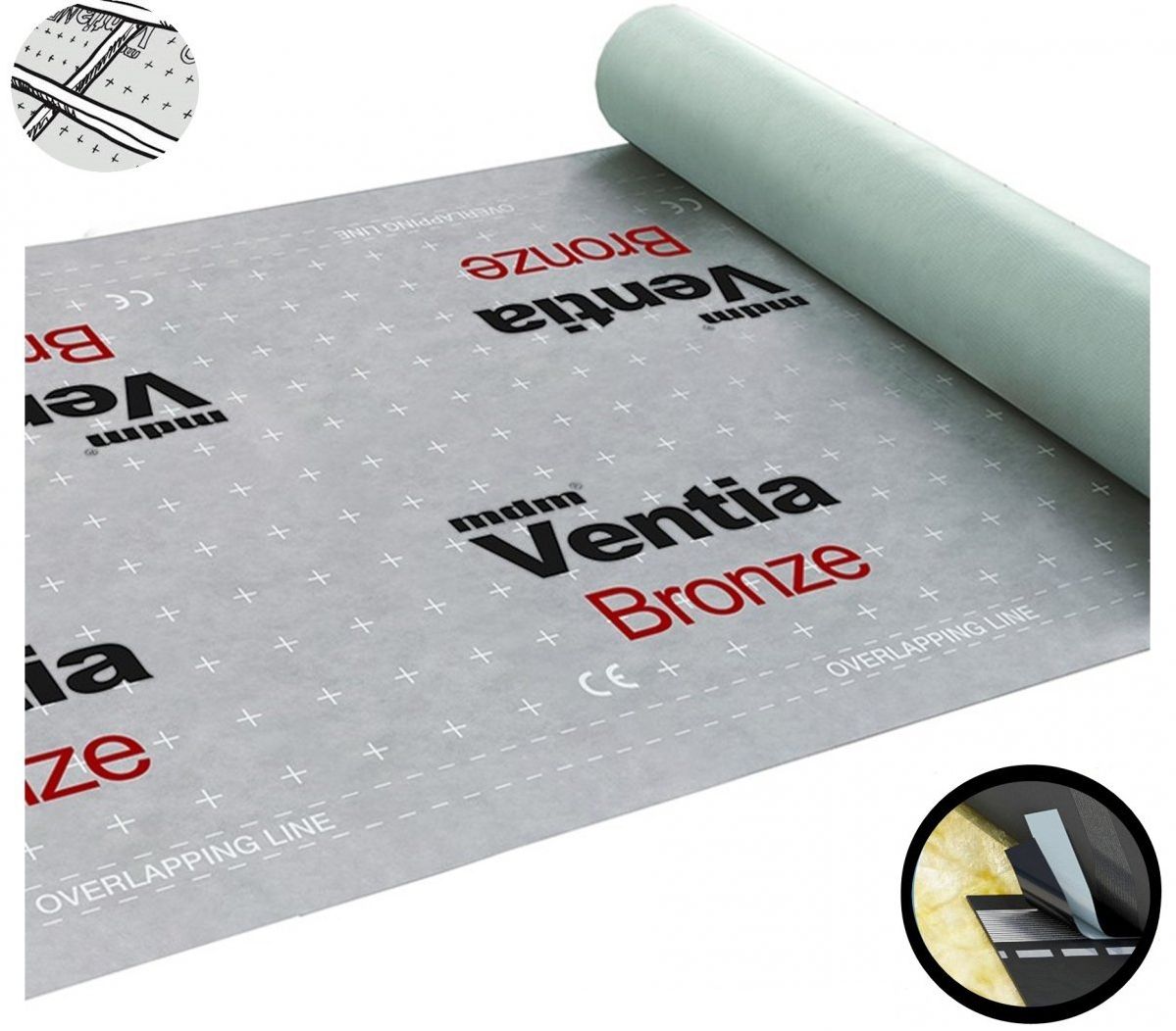 Кровельная мембрана с клейкой полосой MDM VENTIA BRONZE TT 1,5 х 50м 75м2 купить в Санкт-Петербурге