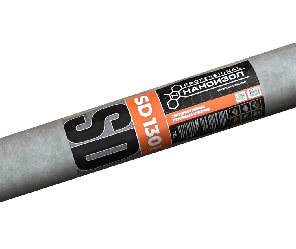Диффузионная мембрана Наноизол SD 130 PROF без клеевой полосы 70м2 купить в Санкт-Петербурге