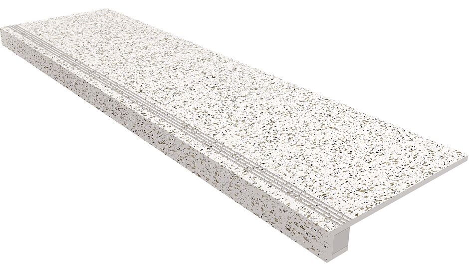 Комплект Ступень Cosmos CM00 White (33x120) непол. (прямоугол. бортик) с насечками + Подступенок (14,5x120) купить в Санкт-Петербурге