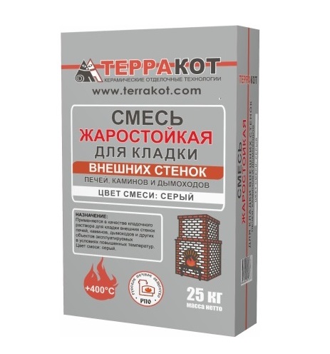 Терракот 25кг Смесь кладочная жаростойкая д/внеш стенок печей и каминов купить в Санкт-Петербурге