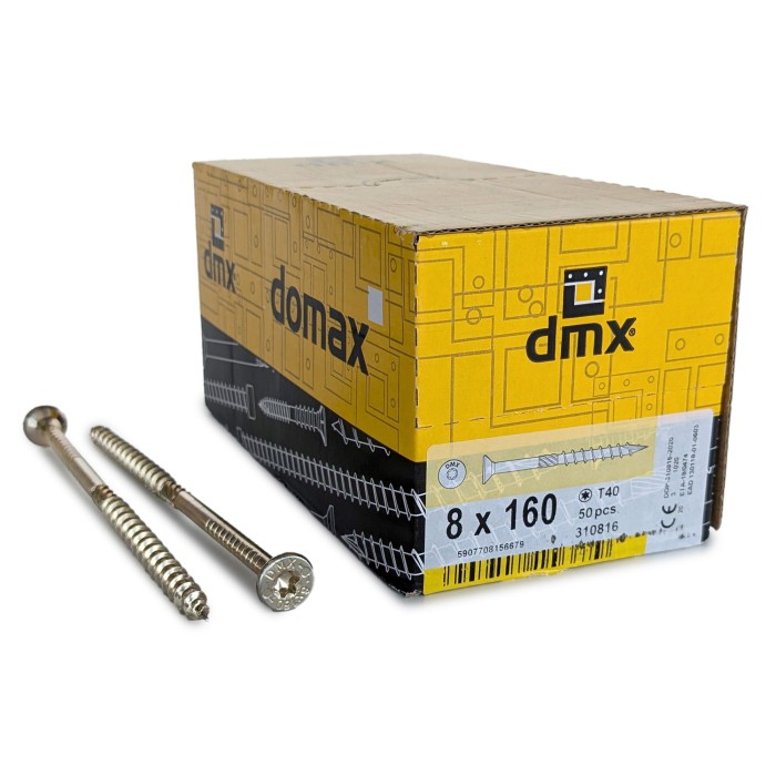 Упаковка шурупов конструкционных Domax CS TX40 8.0x160/80 Желтый цинк, потай 50шт/уп купить в Санкт-Петербурге