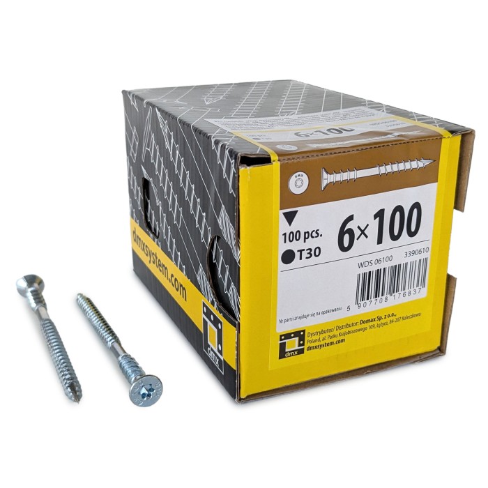 Упаковка шурупов юстировочных Domax WDS TX30 6.0x100/60 Голубой цинк, потай 100шт/уп купить в Санкт-Петербурге