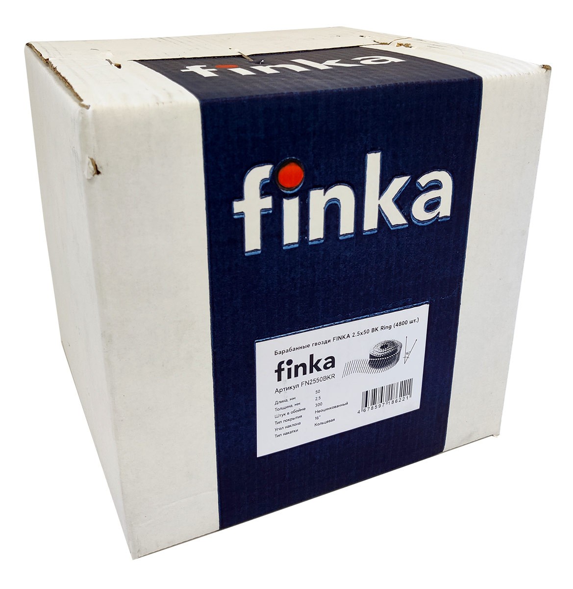 Упаковка барабанных гвоздей FINKA 2.5х50 BK Ring 4800шт/уп купить в Санкт-Петербурге