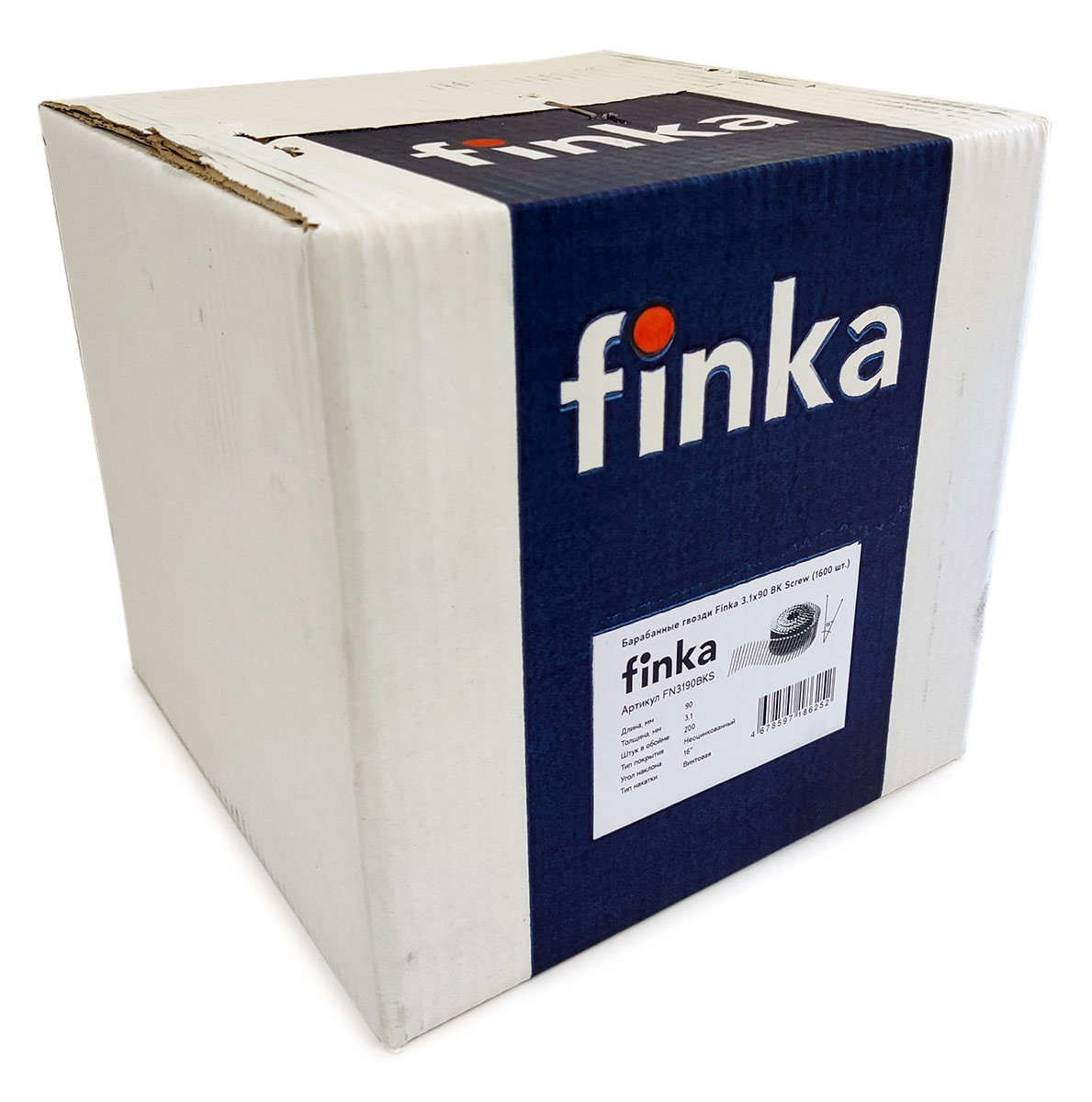 Упаковка барабанных гвоздей FINKA 3.1х90 BK Screw 1600шт/уп купить в Санкт-Петербурге