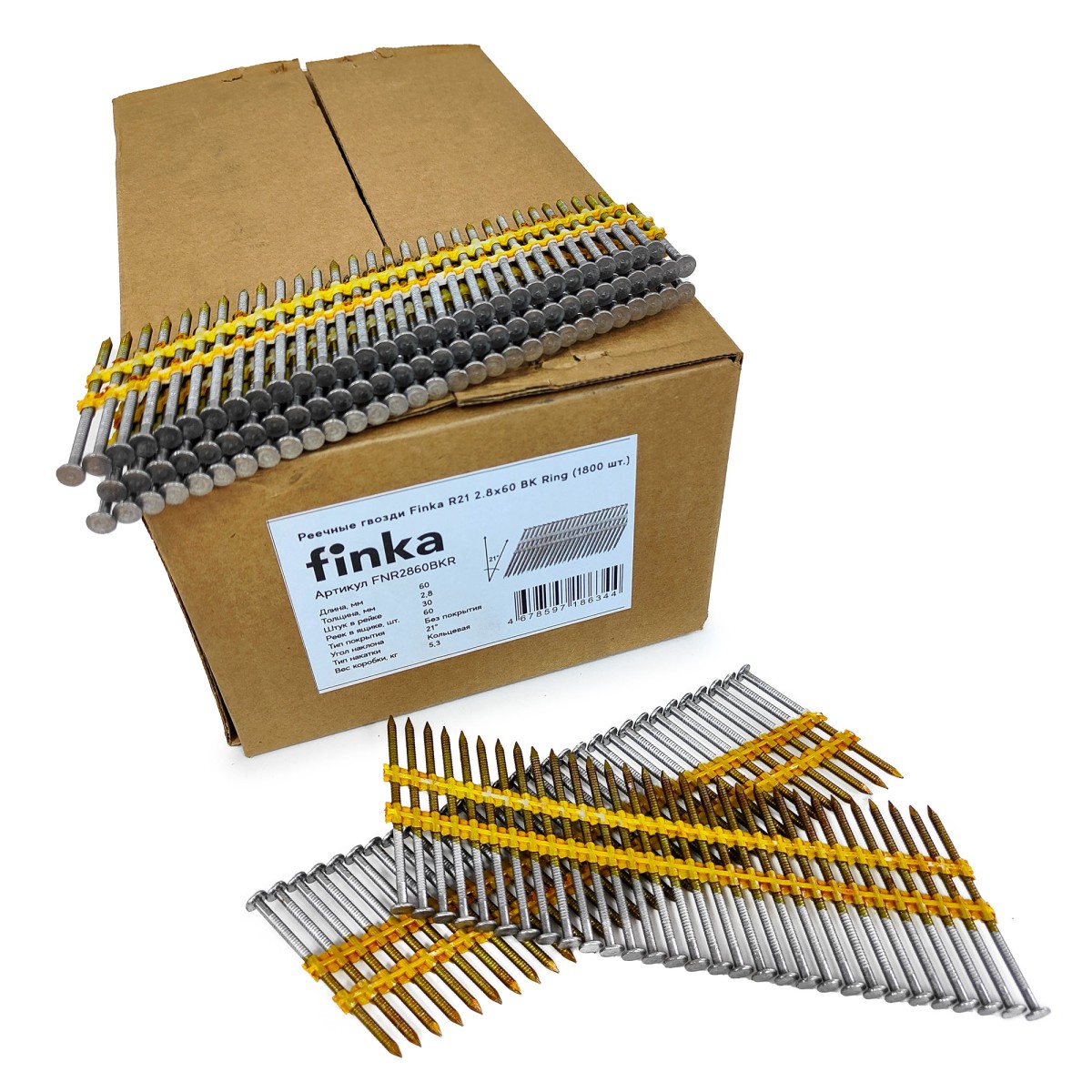 Упаковка реечных гвоздей FINKA R21 BK Ring 2.8х60 1800шт/уп купить в Санкт-Петербурге