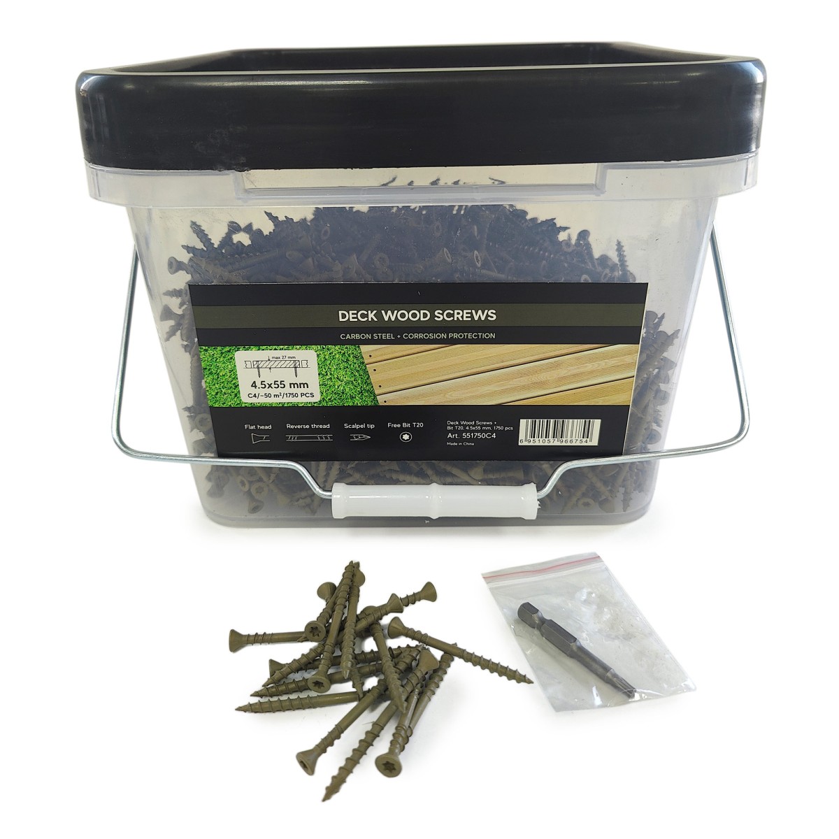 Упаковка саморезов Deck Wood Screws C4 T20 55х4.5 мм 1750шт/уп купить в Санкт-Петербурге