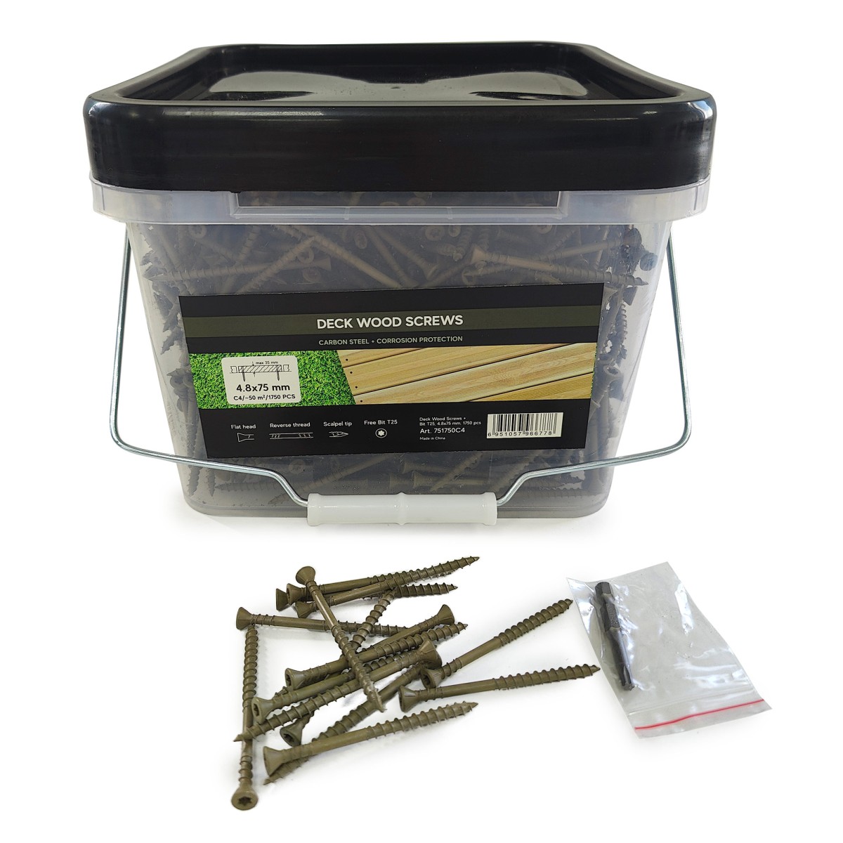 Упаковка саморезов Deck Wood Screws C4 T20 75х4.8 мм 1750шт/уп купить в Санкт-Петербурге