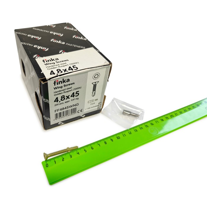Упаковка шурупов флюгельных Finka Wing Screws 4.8x45TX25 Golden Ruspert 200шт/уп купить в Санкт-Петербурге