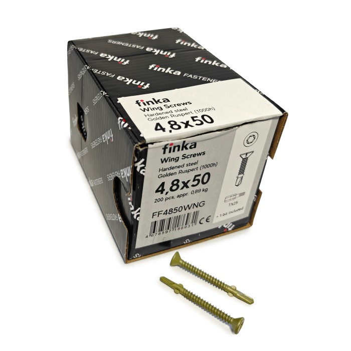 Упаковка шурупов флюгельных Finka Wing Screws 4.8x50TX25 Golden Ruspert 200шт/уп купить в Санкт-Петербурге