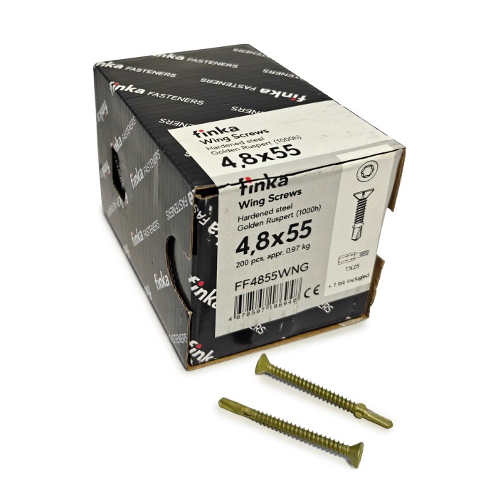 Упаковка шурупов флюгельных Finka Wing Screws 4.8x55TX25 Golden Ruspert 200шт/уп купить в Санкт-Петербурге