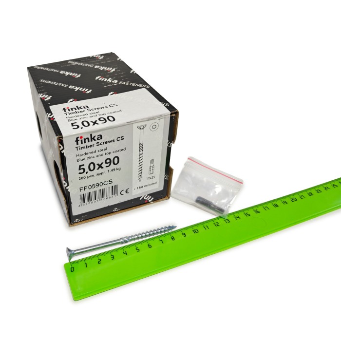 Упаковка шурупов конструкционных FINKA Timber Screws CS TX25 5.0х90 голубой цинк потай 200шт/уп купить в Санкт-Петербурге