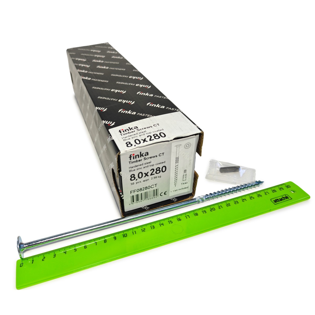 Упаковка шурупов конструкционных FINKA Timber Screws CT TX40 8.0х280 голубой цинк тарелка 50шт/уп купить в Санкт-Петербурге