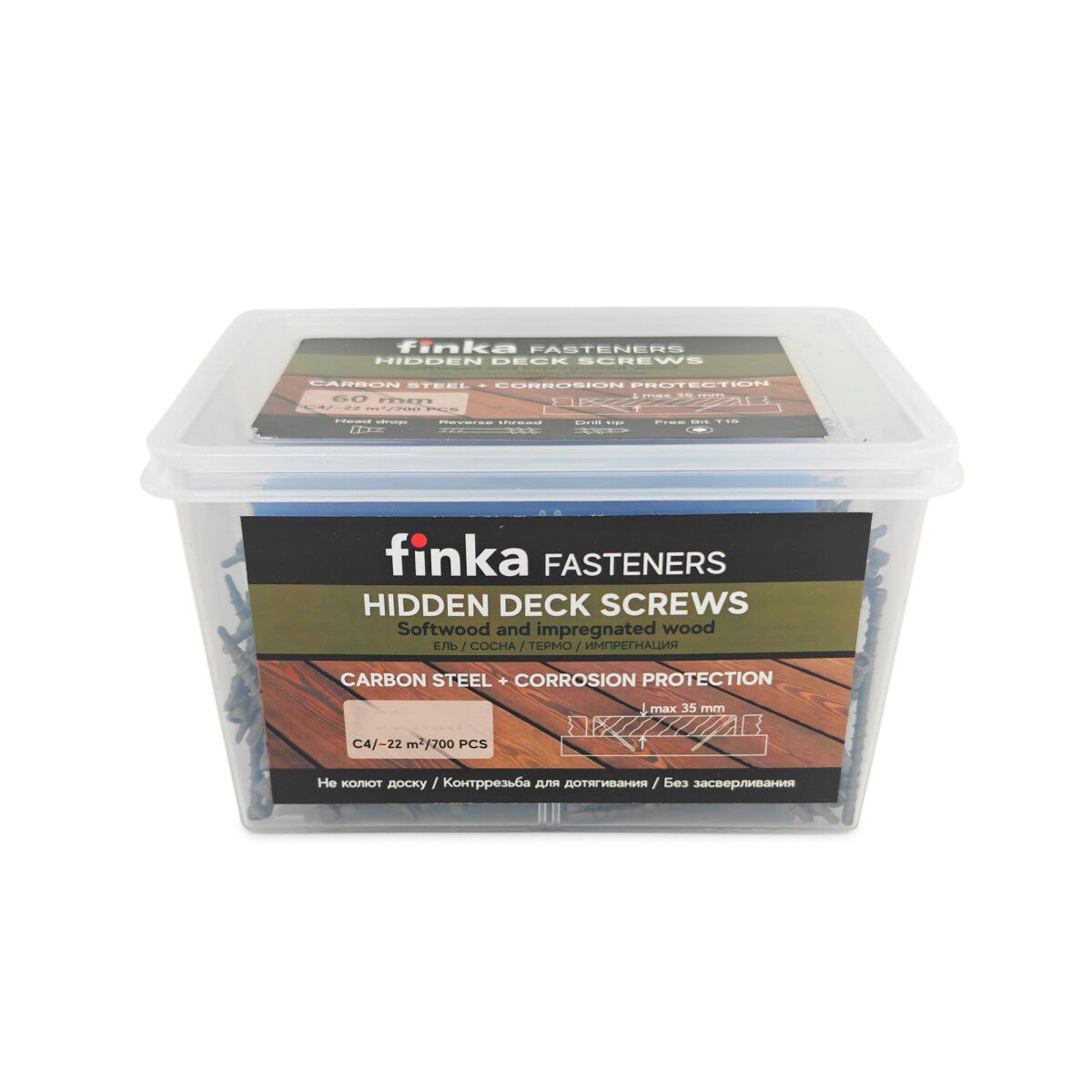 Упаковка саморезов Finka Hidden Deck Screws C4 75мм 700шт/уп купить в Санкт-Петербурге