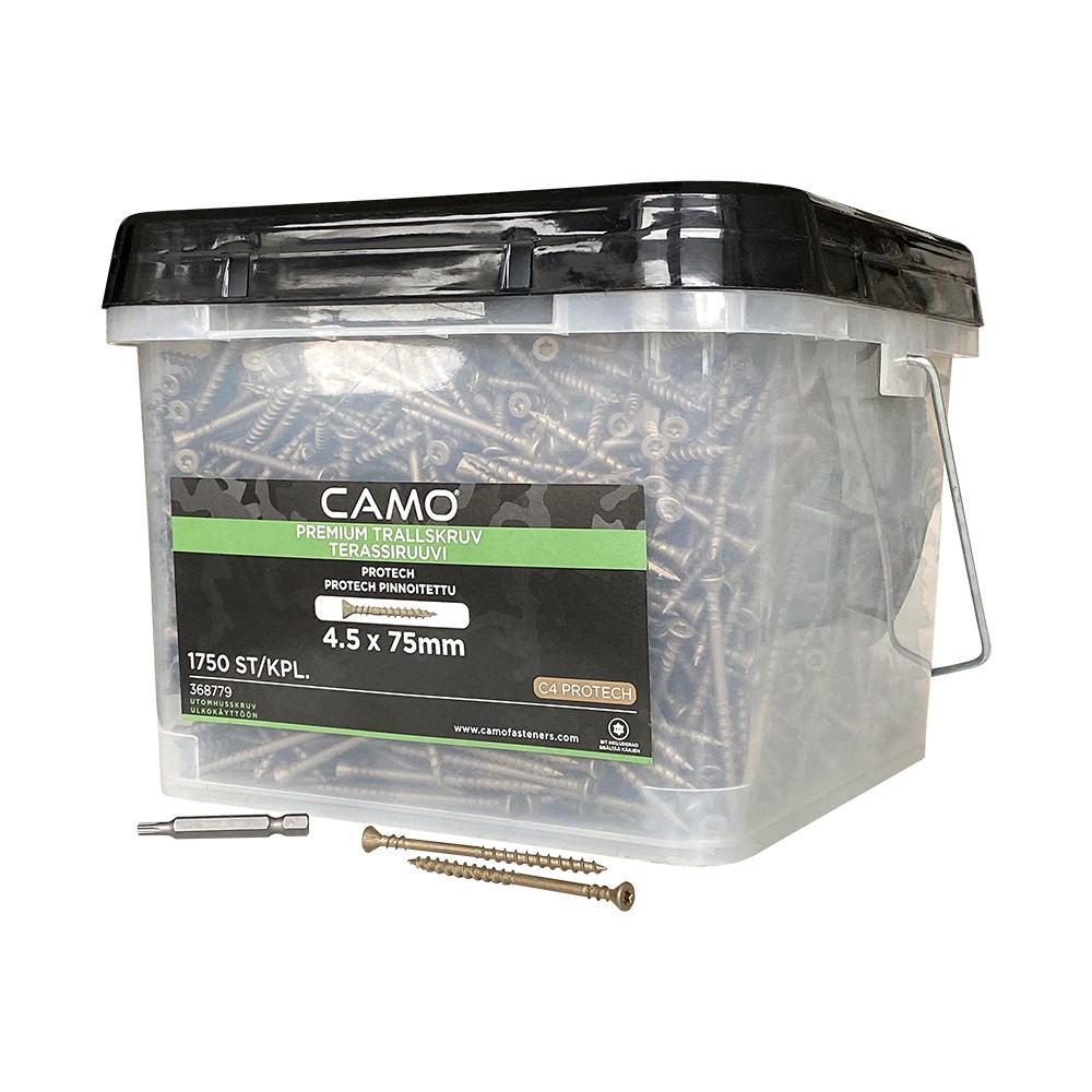 Упаковка саморезов CAMO PREMIUM DECKING SCREW PROTECH C4 T20 75х4.5 мм 1750шт/уп купить в Санкт-Петербурге