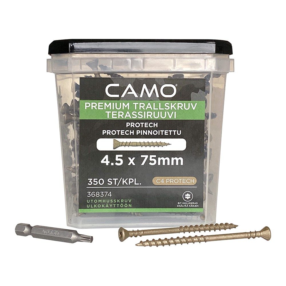 Упаковка саморезов CAMO PREMIUM DECKING SCREW PROTECH C4 T20 75х4.5 мм 350шт/уп купить в Санкт-Петербурге