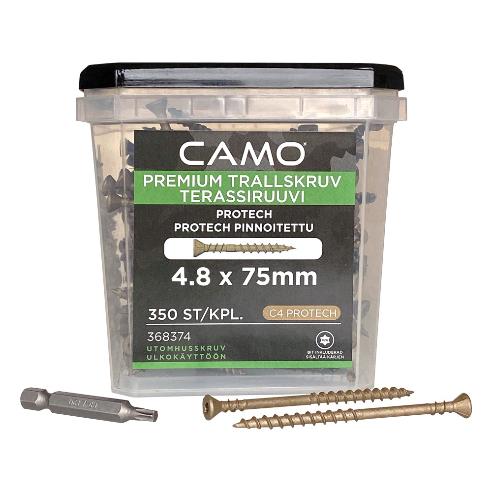 Упаковка саморезов CAMO PREMIUM DECKING SCREW PROTECH C4 T20 75х4.8 мм 350шт/уп купить в Санкт-Петербурге