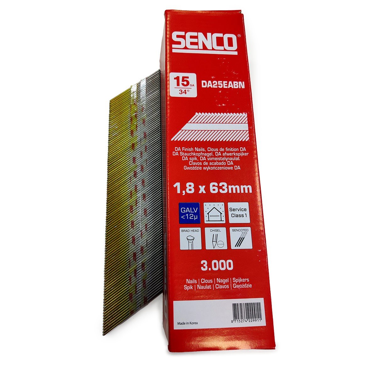 Упаковка финишных гвоздей Senco DA 1.8х63 Гальваника 3000шт/уп купить в Санкт-Петербурге