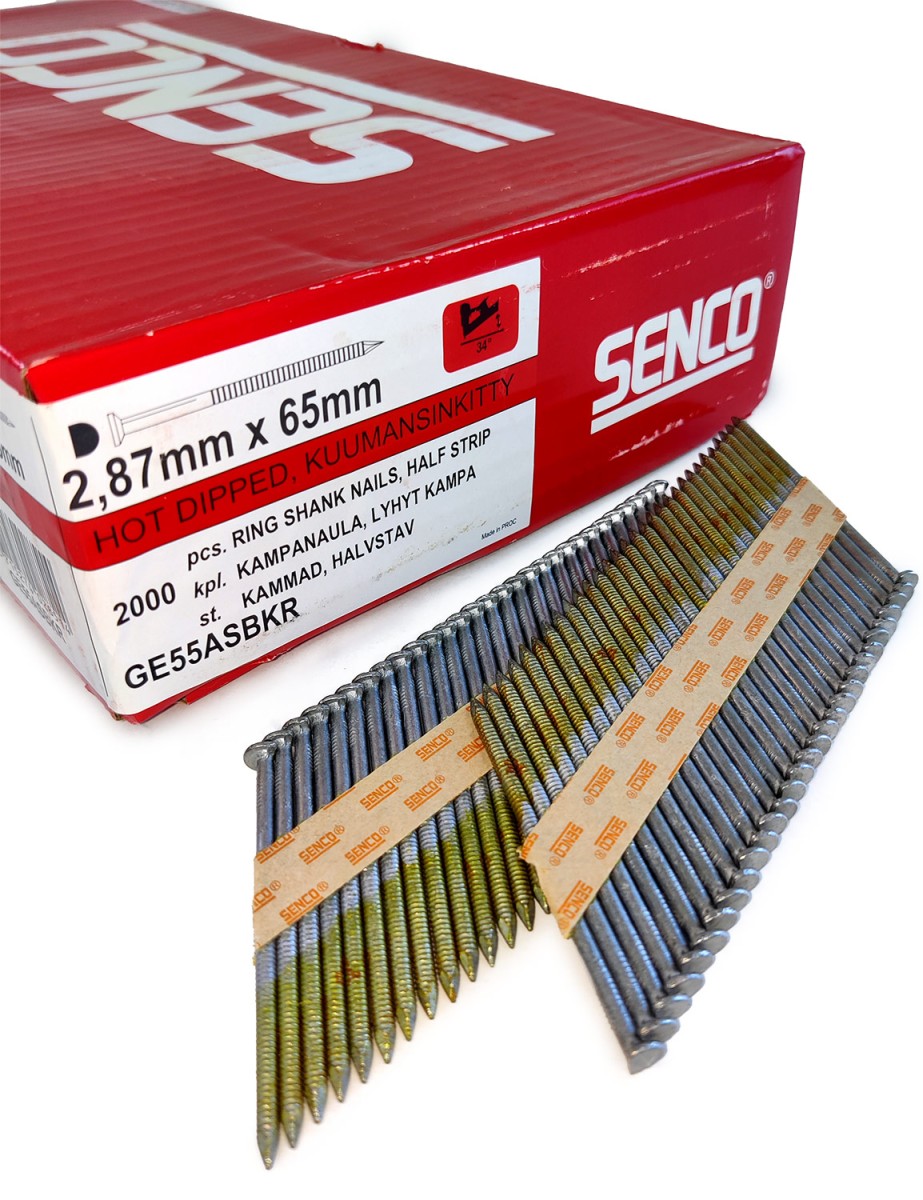 Упаковка реечных гвоздей Senco D34 Ring HDG 2.9х65 горячий цинк 2000шт/уп купить в Санкт-Петербурге