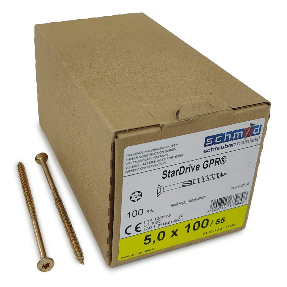 Упаковка шурупов Schmid StarDrive GPR SK TX25 5.0.100/55 желтый цинк, потай 100шт/уп купить в Санкт-Петербурге