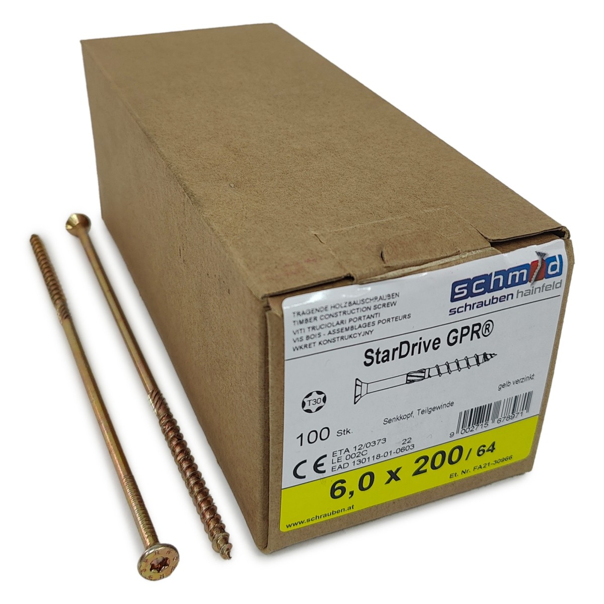Упаковка шурупов Schmid StarDrive GPR SK TX30 6.0.200/64 желтый цинк, потай 100шт/уп купить в Санкт-Петербурге
