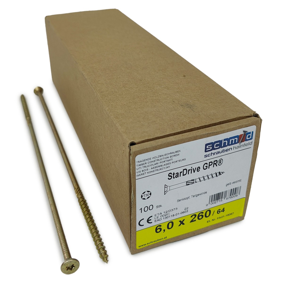 Упаковка шурупов Schmid StarDrive GPR SK TX30 6.0.260/64 желтый цинк, потай 100шт/уп купить в Санкт-Петербурге