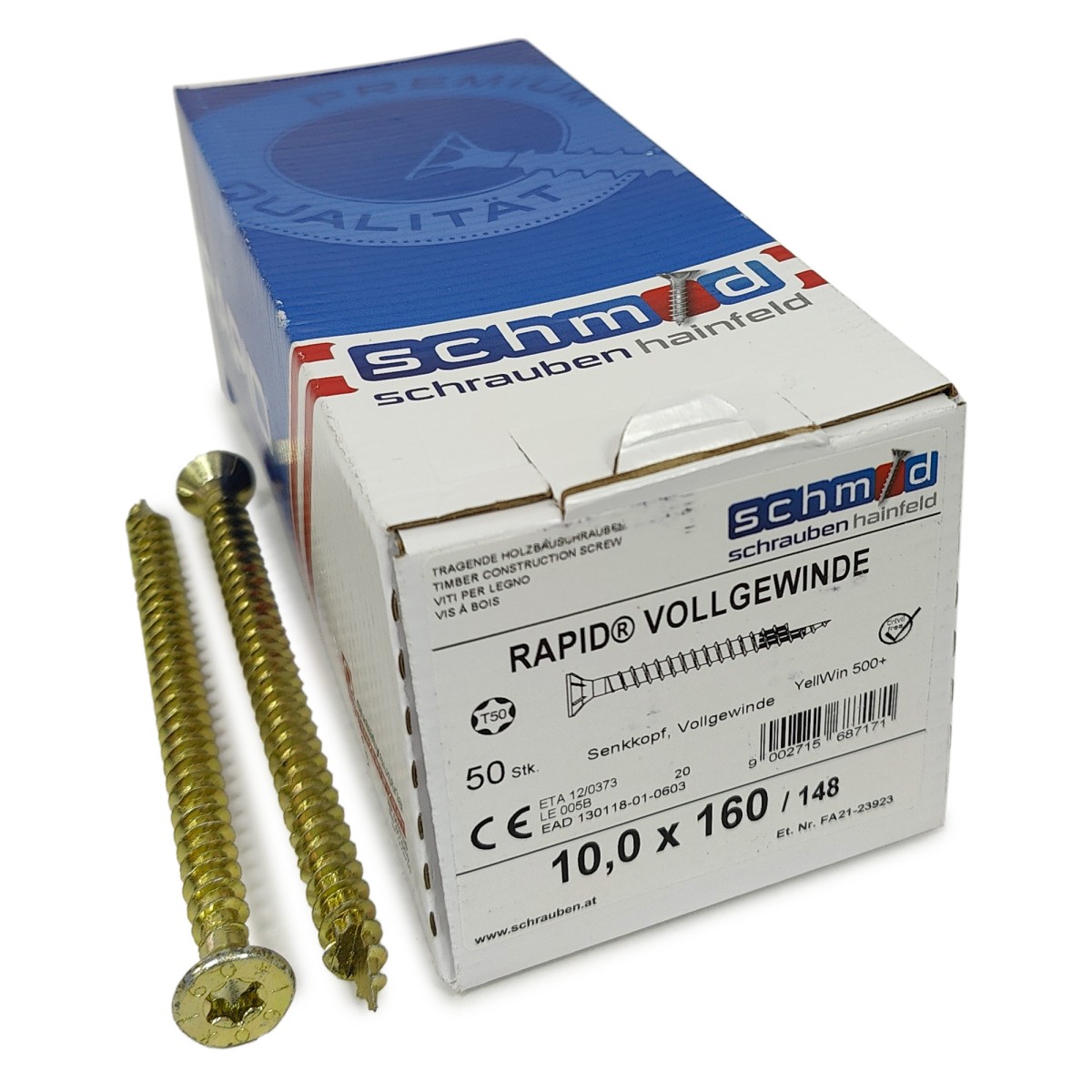 Упаковка шурупов Schmid Rapid FT FT SK Half-tip TX50 10.0х160/148 желтый цинк, полная резьба, потай 50шт/уп купить в Санкт-Петербурге