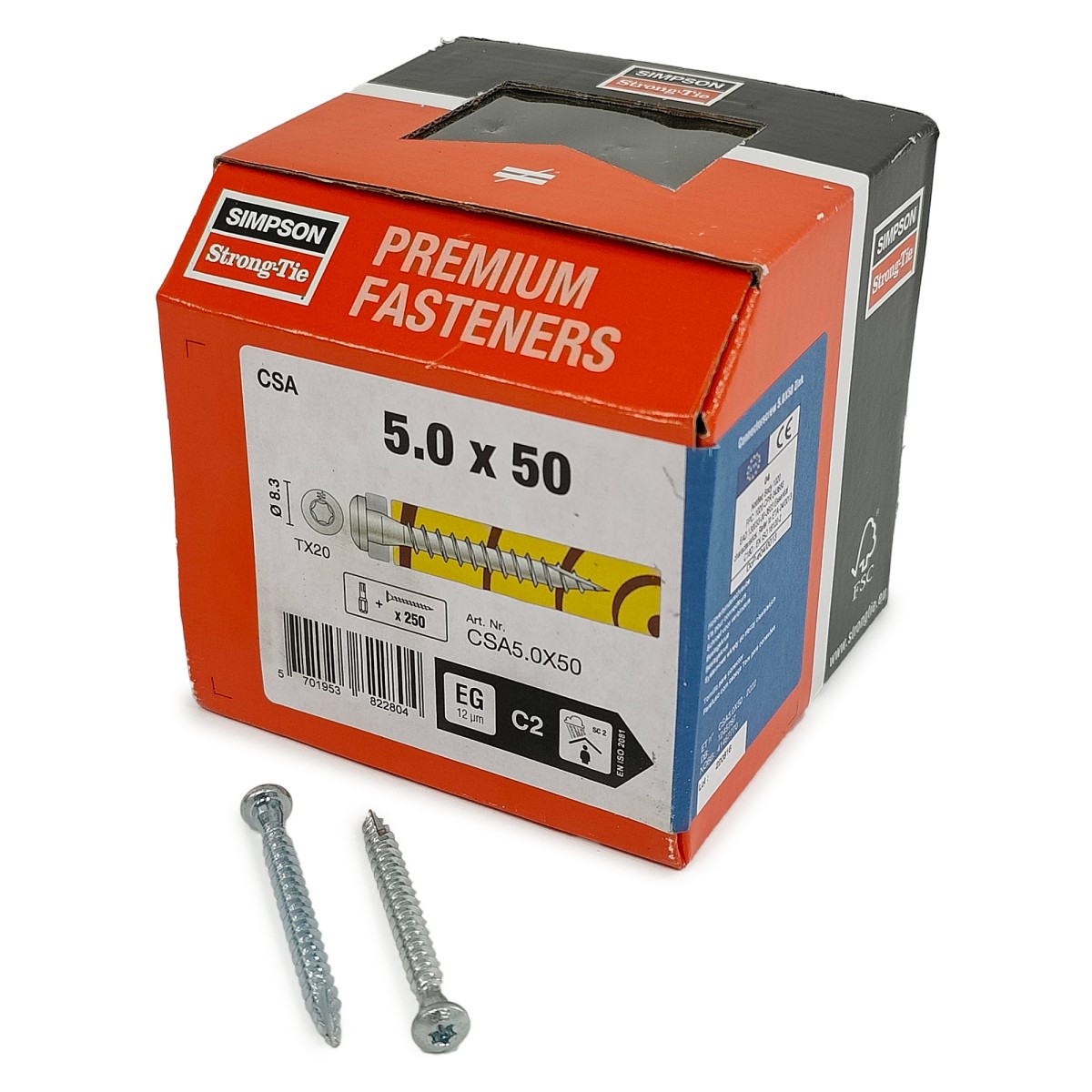Упаковка шурупов для перфорации Simpson CSA 5,0х50мм 250шт/уп купить в Санкт-Петербурге