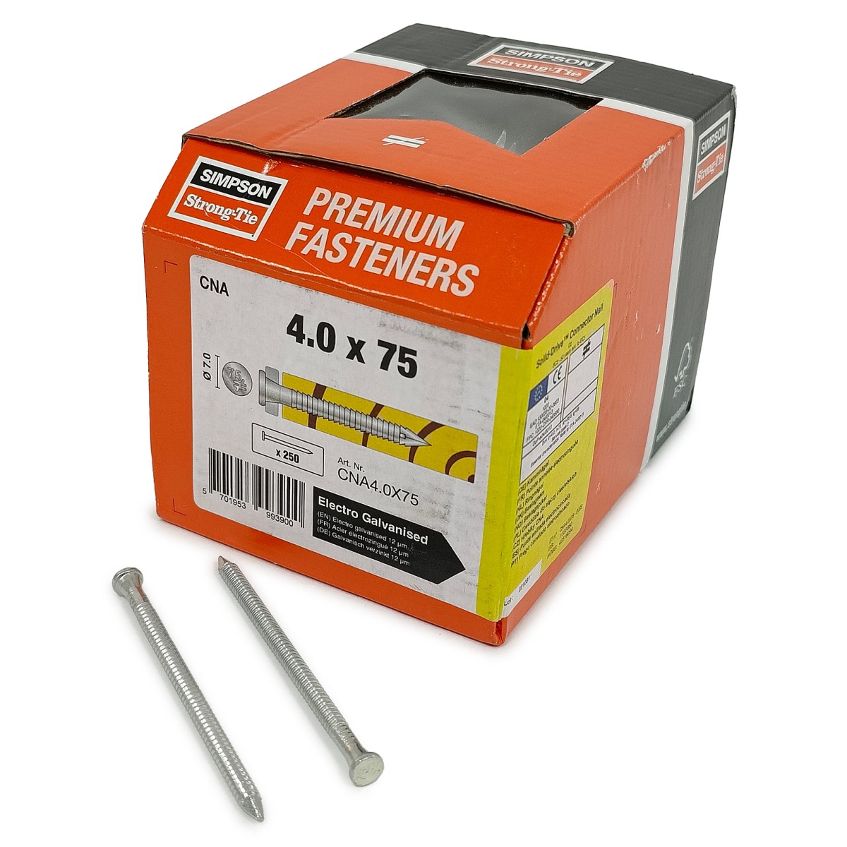 Упаковка гвоздей для перфорации Simpson CNA 4.0х75мм цинк 250шт/уп купить в Санкт-Петербурге