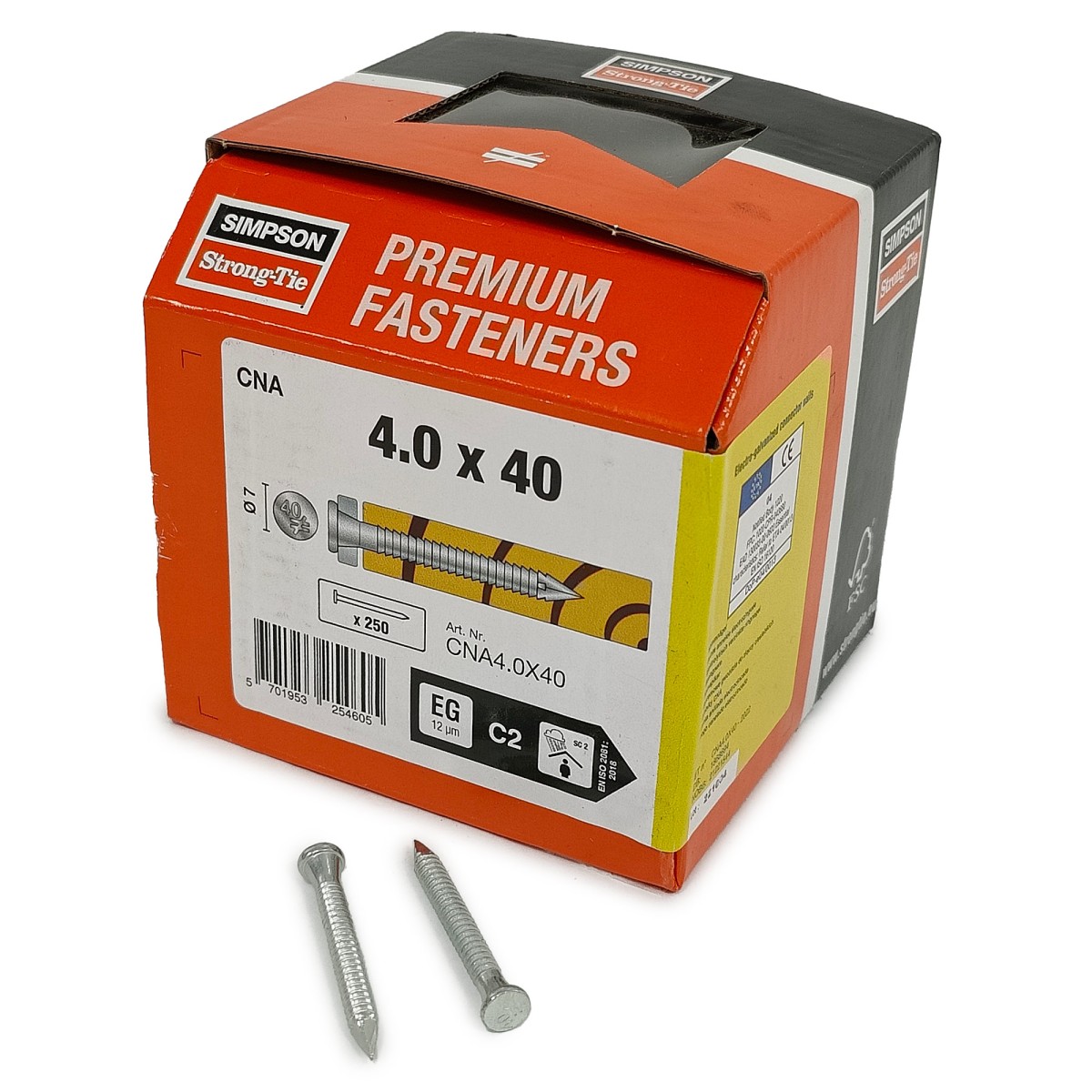 Упаковка гвоздей для перфорации Simpson CNA 4.0х40мм цинк 250шт/уп купить в Санкт-Петербурге