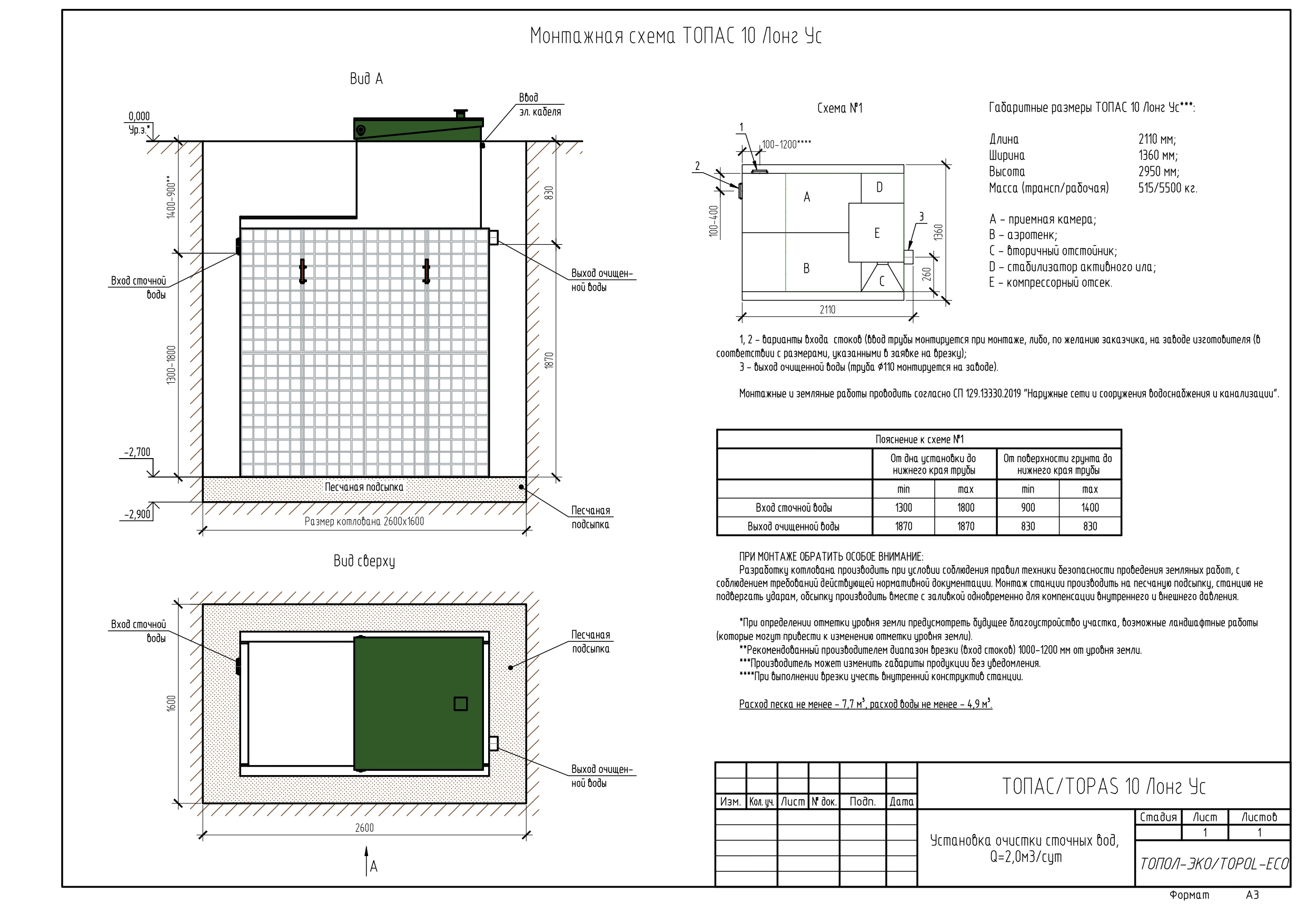 Автономная канализация ТОПАС 10 ЛОНГ УС купить в Санкт-Петербурге
