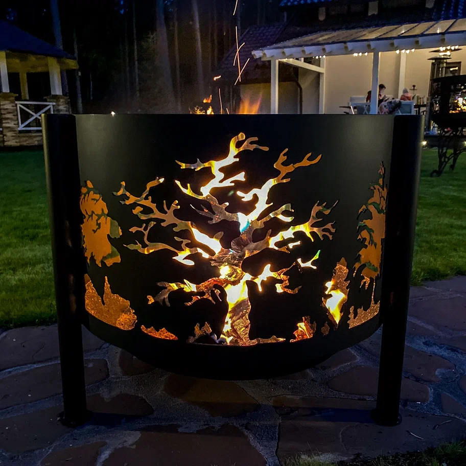 Костровая чаша "Деревья" D800 на трубчатых ножках купить в Санкт-Петербурге